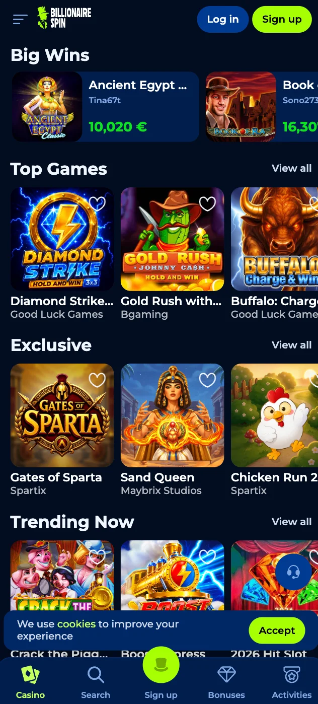 Download the BillionaireSpin App